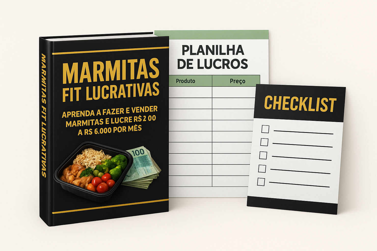 Mockup Ebook Marmitas FIT - Visualização Real